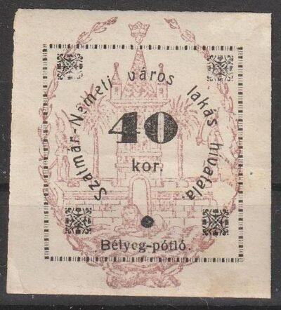 1919. Szatmár-Németi város lakás hivatalai bélyeg - 40 Korona