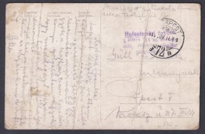 1915. Budapestre, Táboripostán feladott képeslap