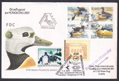 2001. Åland-szigetek. Ausztriába ferladott és bérmentesítéssel visszaküldött FDC
