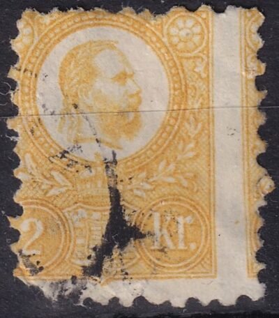 1871. Réznyomat 2kr, jelentősen elcsúszott fogazással (sarokhiba)