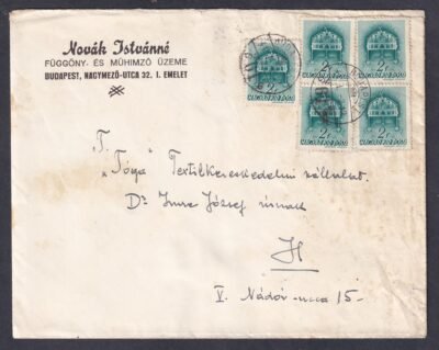 1941. Budapest, helyi levél 5x2f többes bérmentesítéssel