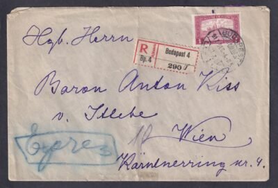 1917. Budapest, Bécsbe feladott expressz-ajánlott levél