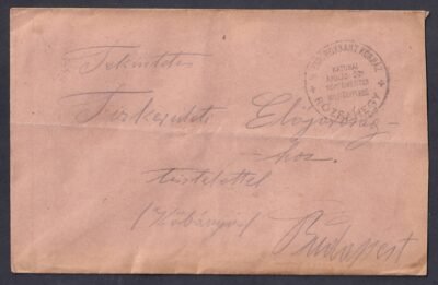 1918. Rózsehegy Rokkant korházból Budapestre feladott (portómentes katonai) levél