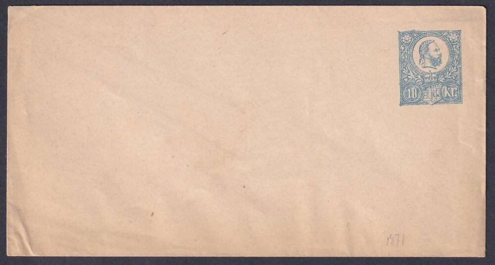 1871. 10kr használatlan díjjegyes boríték - IX. típus