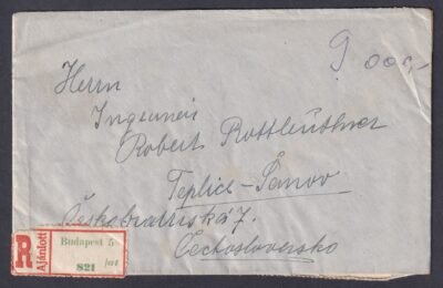 1946. I. 15. Csehszlovákiába feladott ajánlott levél