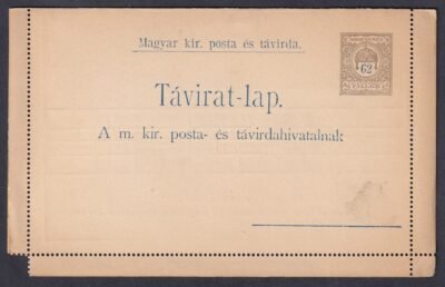 1900. használatlan - Távírati-Lap 62f - alacsony értékjelzés (3,2 mm)