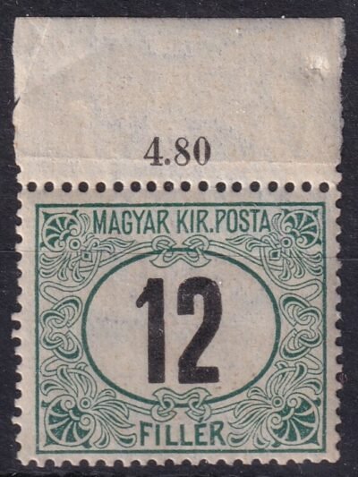 1905. Portó 12 fillér ívszéli postatiszta bélyeg
