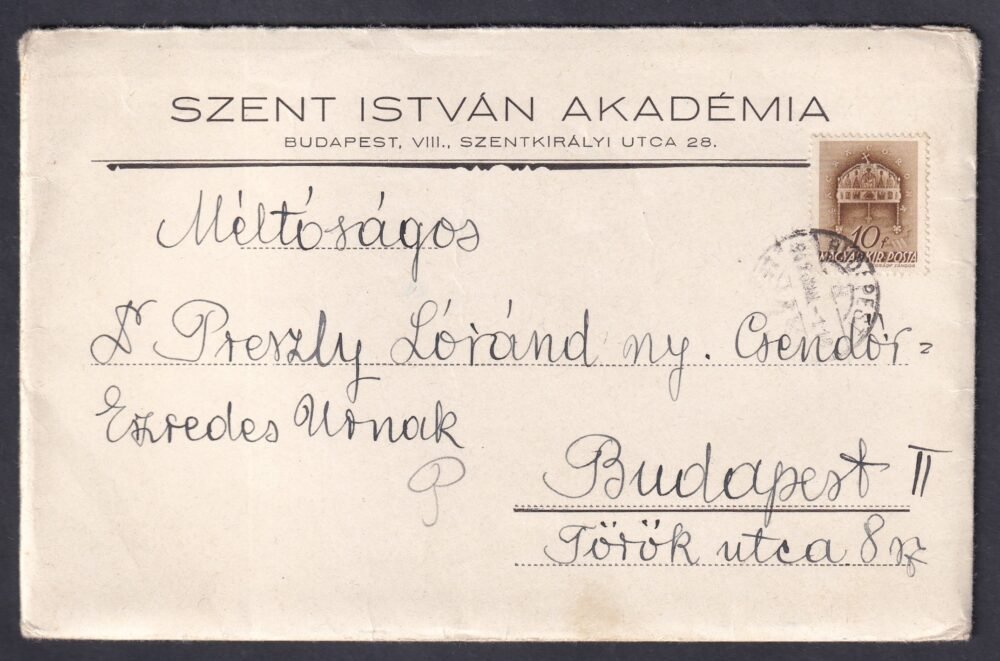 1941. Budapest, helyi levél teljes tartalommal, levélzáró pecsétbélyeggel