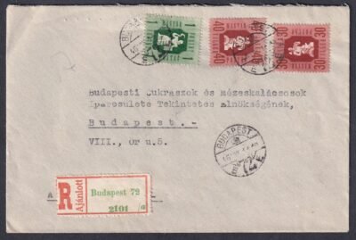 1946. Budapest, helyben feladott ajánlott levél