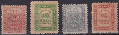 1869. Curaçao hajóposta bélyegek, nagyon magas katalógus ár!
