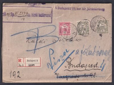 1910. Budapest, helyben feladott 2. súlyfokozatú ajánlott levél