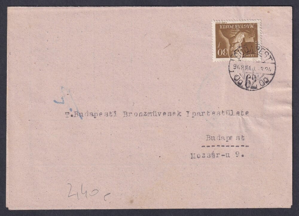 1948. Budapest, helyben nyomtatványként feladott számla