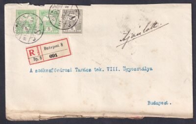 1911. Budapest, helyben feladott ajánlott levél