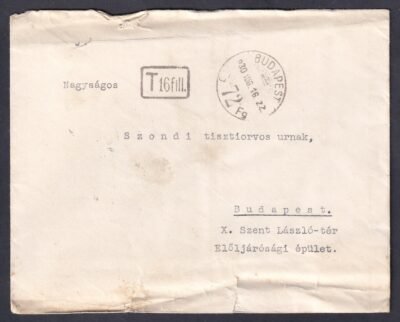 1930. Budapest, szabálytalan bérmentesítés miatt 16 fillér portóval
