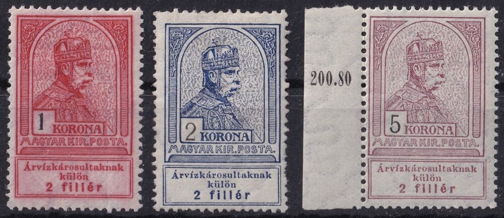 1913. Árvíz I. 1, 2 és 5 Korona