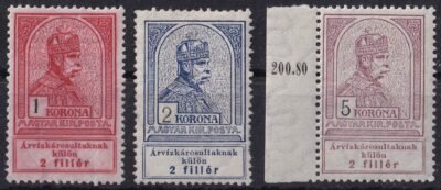 1913. Árvíz I. 1, 2 és 5 Korona