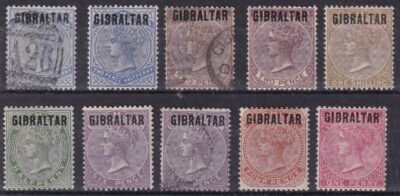 1886. 10 db Victoria - BERMUDA - GIBRALTAR felülnyomással