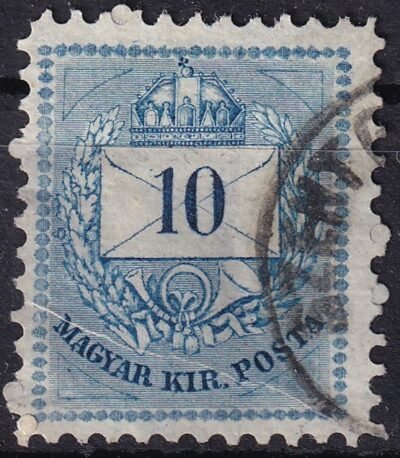 1881 10kr keresztbe futó papírránccal, a felsőgyöngysor javított!