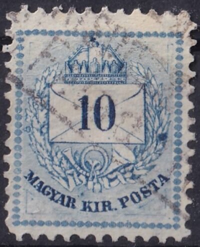 1881. II. 10kr – látványos lemezkitörés a koszorúban