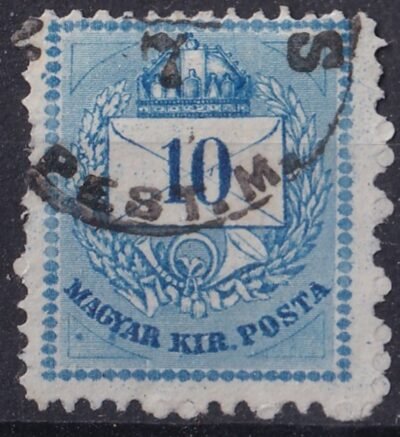 1881. 10kr jívított gyöngysor, lemezhibákkal