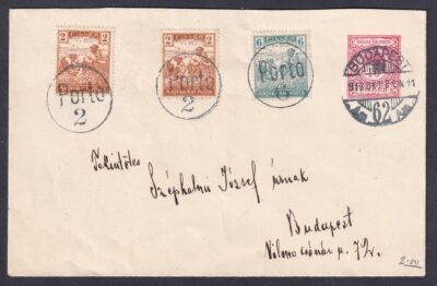 1918. Budapest helyi levél, 10 f szükségportóval - 5 f portó + 5f büntető portó