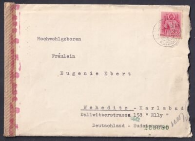 1939. Kisterenye, Karlsbad-ba feladott cenzúrázott levél, teljes tartalommal