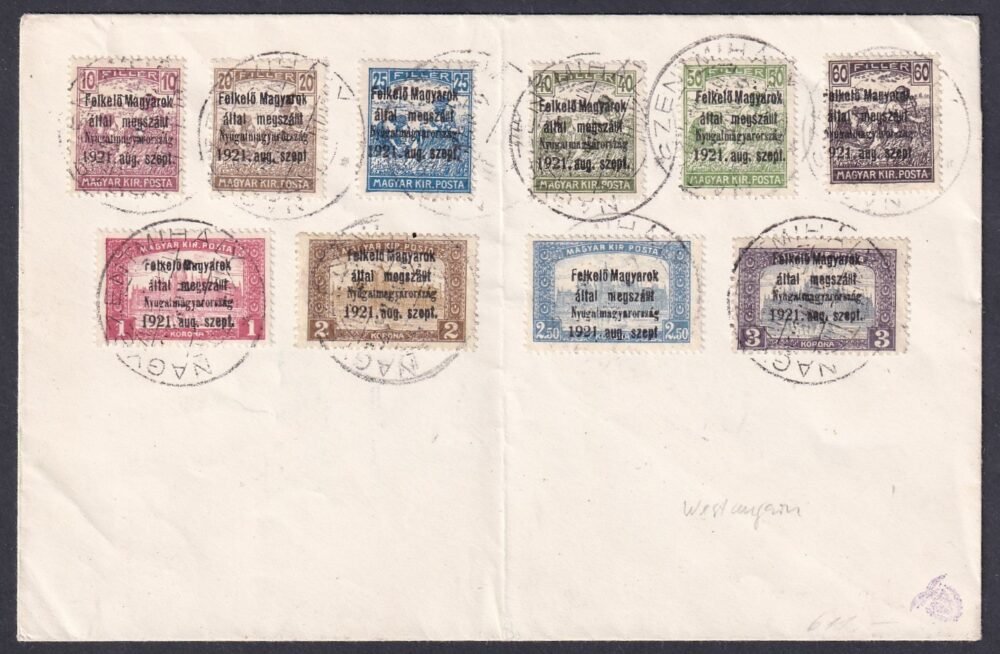 1921. Nyugatmagyarország I. sor borítékom, a borítékon garanciajelzéssel
