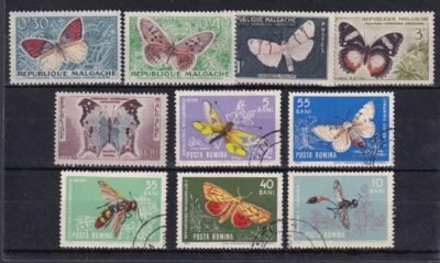 Madagaszkár postatiszta bélyegekkel készült rovar lepke összeállítás, nagyon magas katalógus ár!