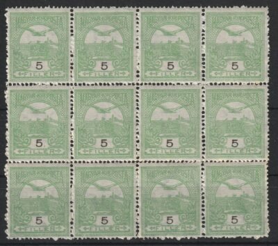 1913. 5 fillér 12-es tömb, háborús fogazással!