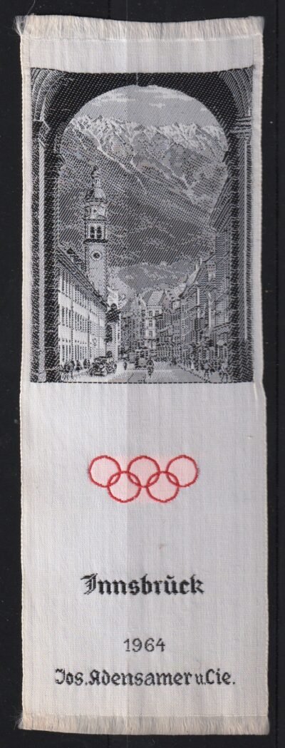 Himzett selyem könyvjelző - 1964. Innsbruck Téli-Olimpia