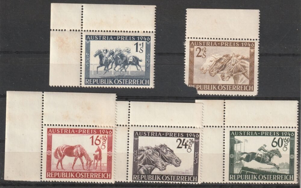 1946. Ausztria, Lovak sor (egy bélyeg sérült)