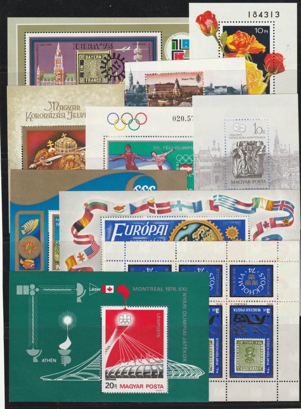 10 db különböző postatiszta blokk