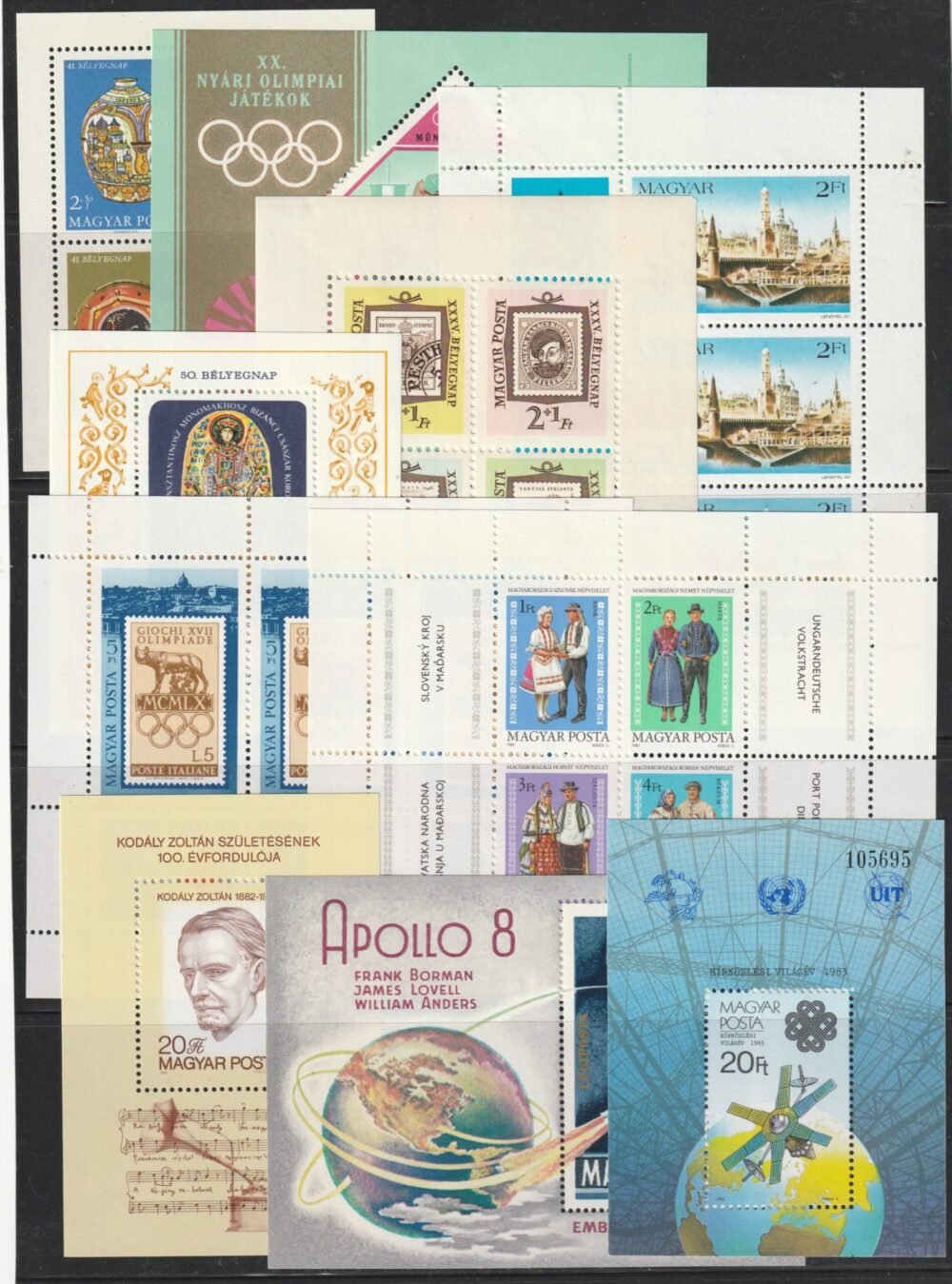 10 db postatiszta blokk és kisív