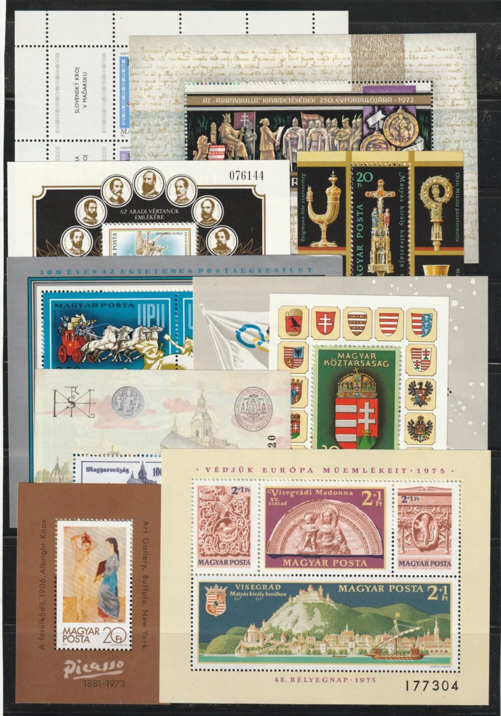 9 db különböző postatiszta blokk és kisív