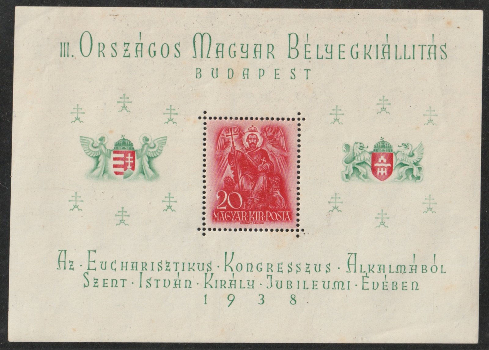 1938. ORBÉK blokk (betapadás nyomok)