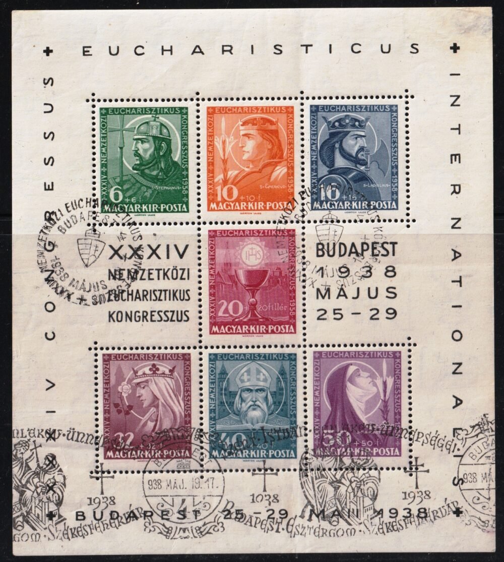 1938 Eucharisztikus blokk alkalmi bélyegzéssel