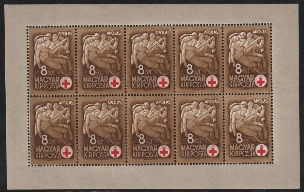 1942. Vöröskereszt 8f kisív