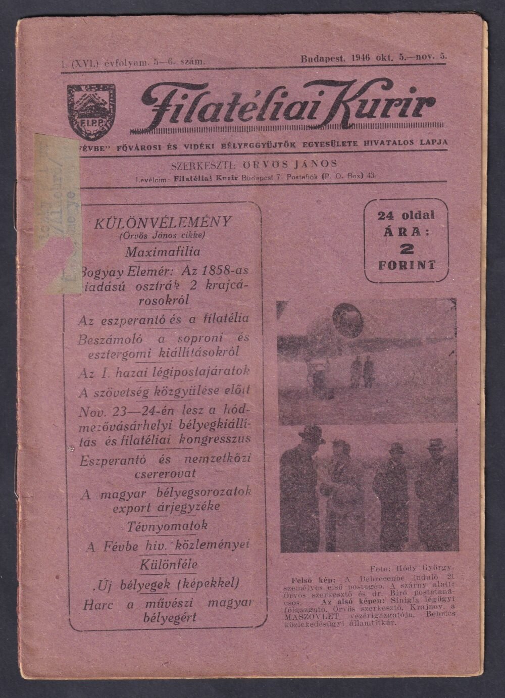 Filatéliai Kurir 1945. október