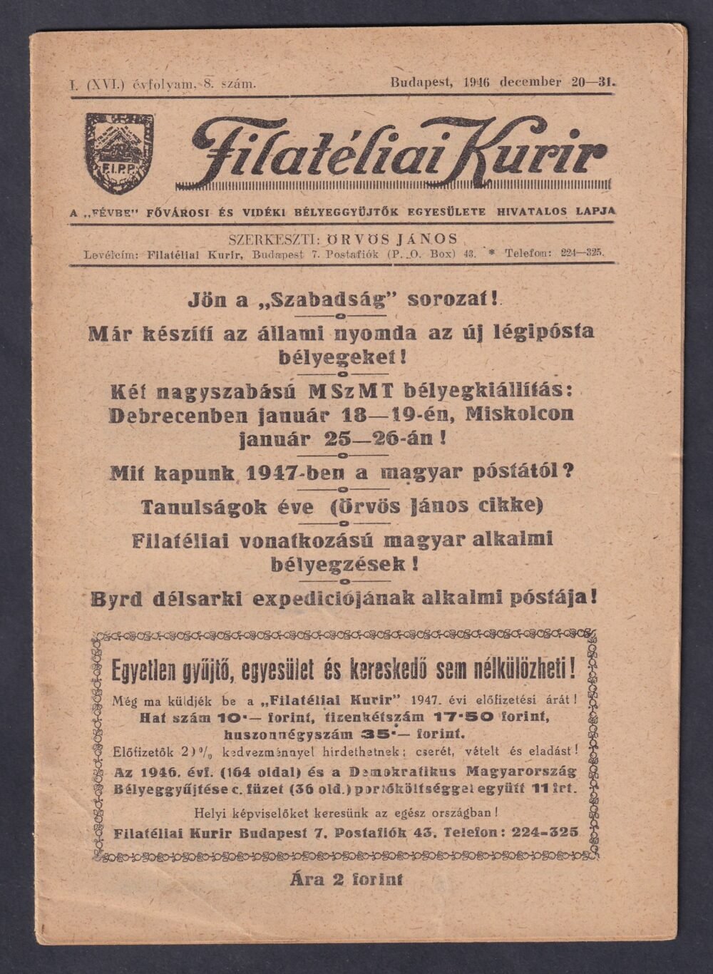 Filatéliai Kurir 1946. december