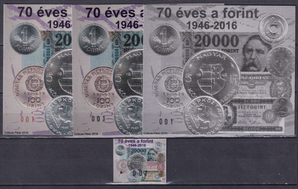 70 éves  forint - emlékív garnitúra