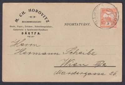 11909. Bártfa, Bécsbe feladott nyomtatvány