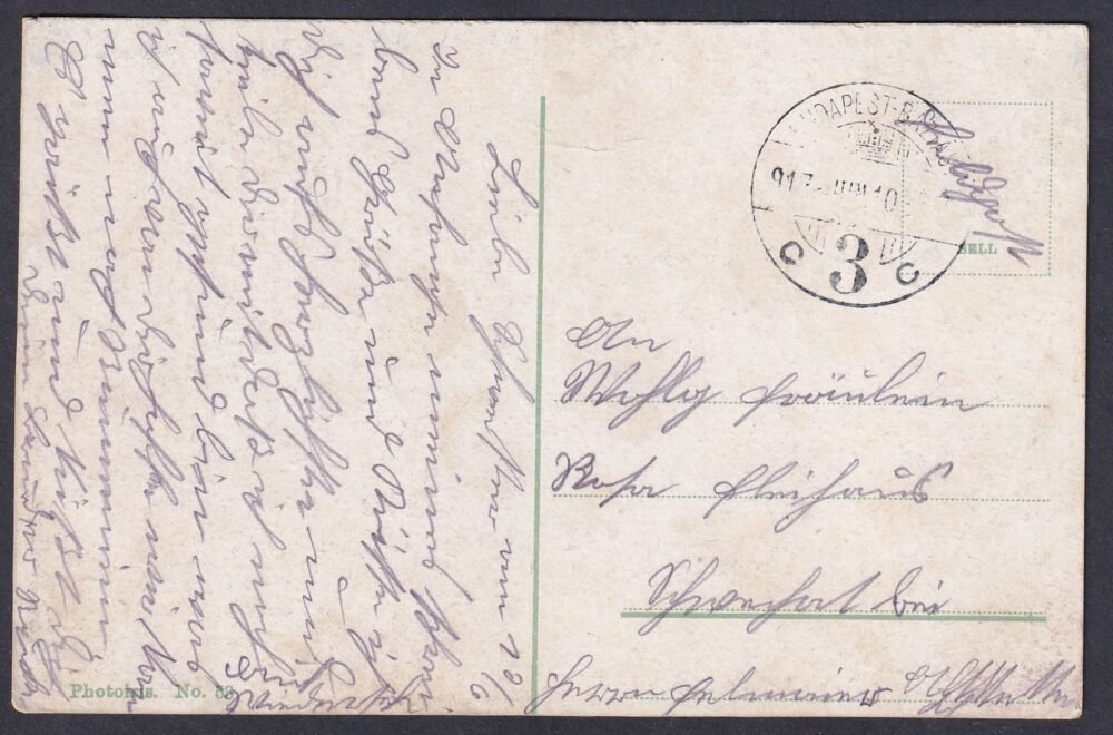 1917. BUDAPEST - BÁZIÁS mozgóposta bélyegzéssel feladott képeslap