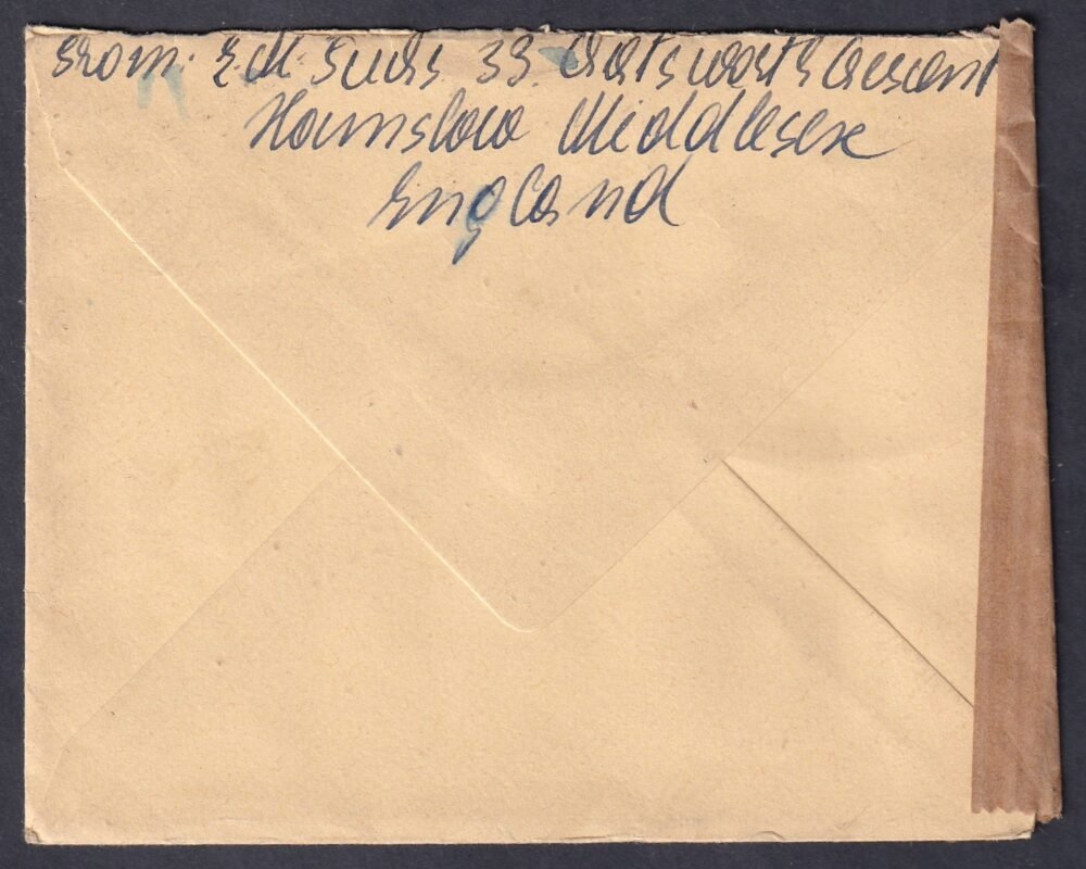 1947. Nagy Britannia, Ausztriába feladott cenzúrázott légiposta levél - Image 2