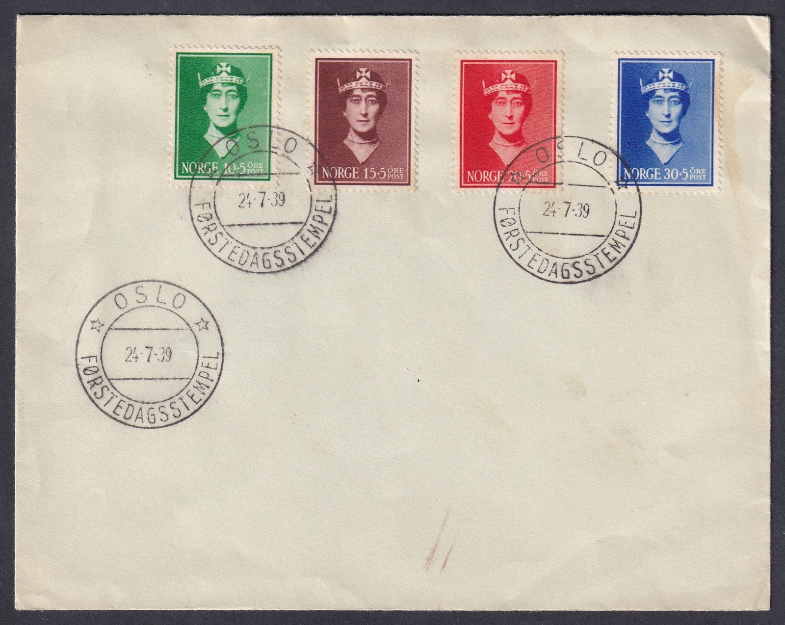 1939. Norvégia  Matild királynő sor FDC