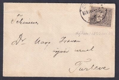 1899. Budapest, Turkevére feladott kis alakú boríték (hölgy levél) - 1 kr 10-ig tarifával