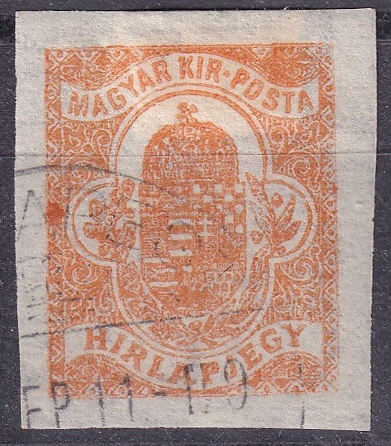 1913. Hírlapbélyeg - látványos lemezhiba a koszorútól balra