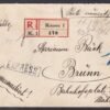 1916. Kassa – Brünnbe feladott ajánlott levél, színes és vegyes Turul feláras bélyegekkel bérmentesítve, Nagyon ritka díjlerovás!