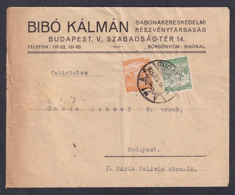 1925. (15. d.sz.) Budapest, helyben feladott levél