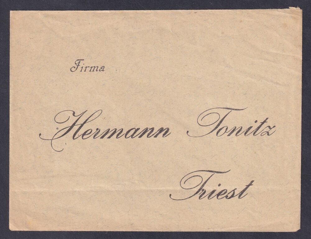 1913. Gács, Triest-be feladott céges boríték