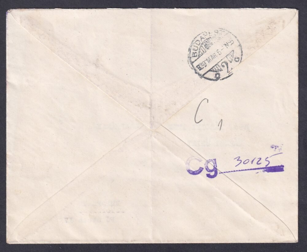 1929. Budapest, helyi feladású levél A.–M. perfin bélyeggel